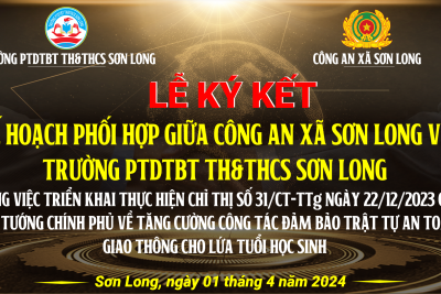 Lễ ký kết kế hoạch phối hợp giữa Công an xã và nhà trường về thực hiện an toàn giao thông cho học sinh